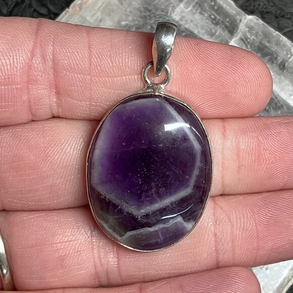 Chevron Amethyst Pendant Stone Crystal Jewelry - Picture 7 of 7